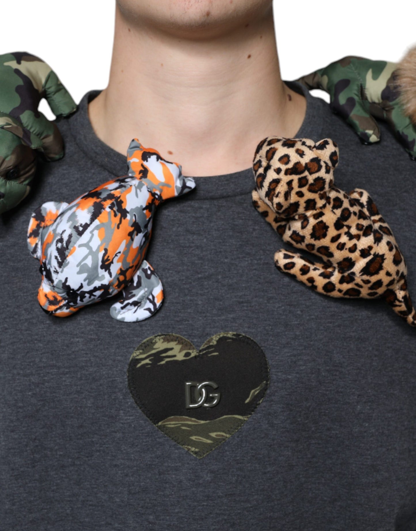 Dolce & Gabbana Gray Camouflage Animal Stuff Cotton T-shirt by Dolce & Gabbana