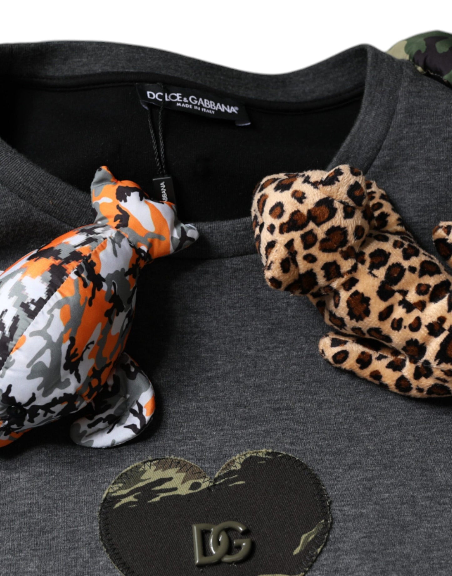 Dolce & Gabbana Gray Camouflage Animal Stuff Cotton T-shirt by Dolce & Gabbana