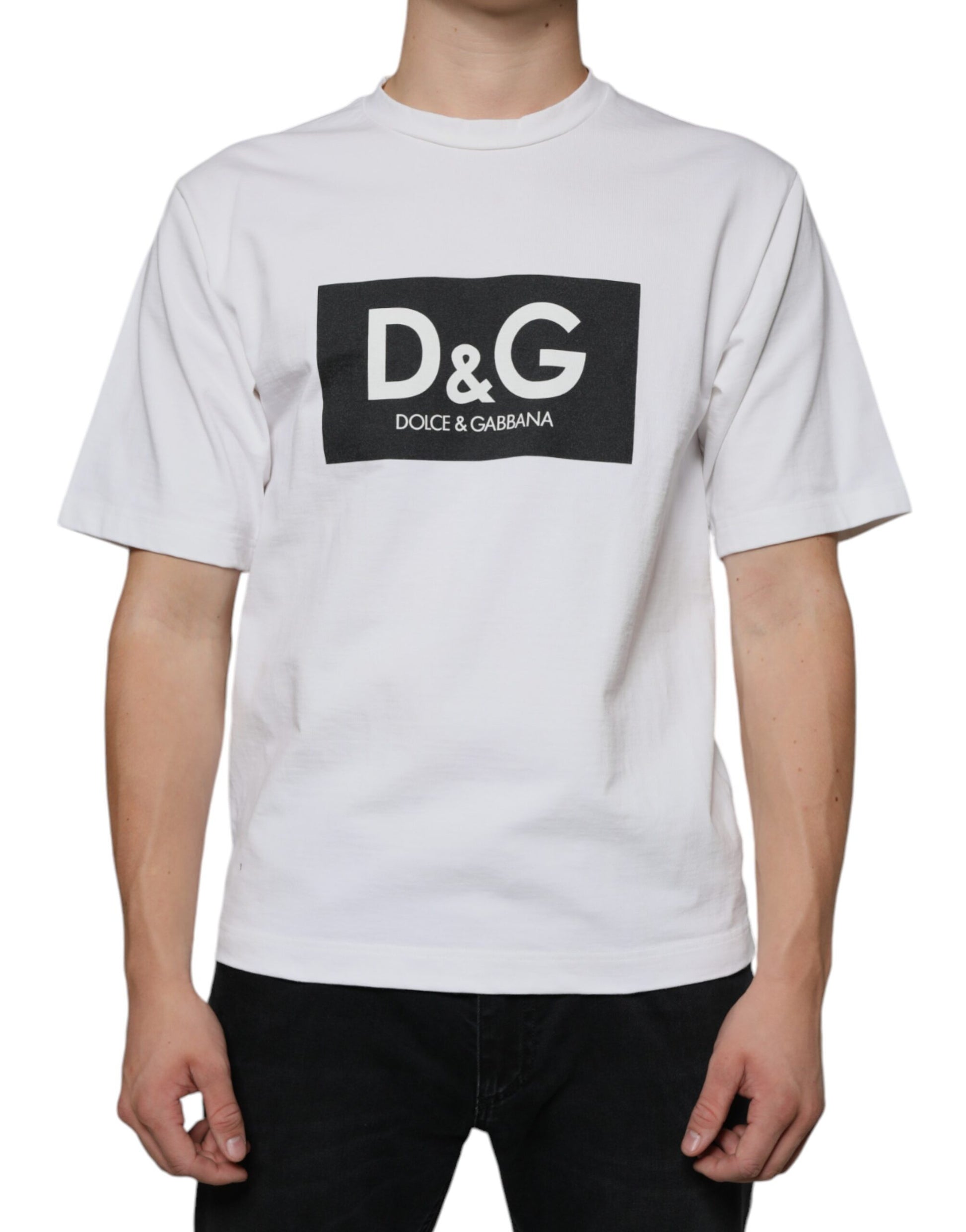 Dolce & Gabbana White Cotton DG Logo Print Casual T-shirt by Dolce & Gabbana