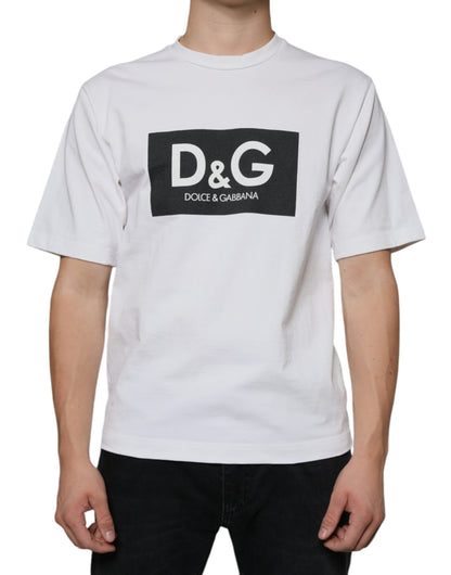 Dolce & Gabbana White Cotton DG Logo Print Casual T-shirt by Dolce & Gabbana