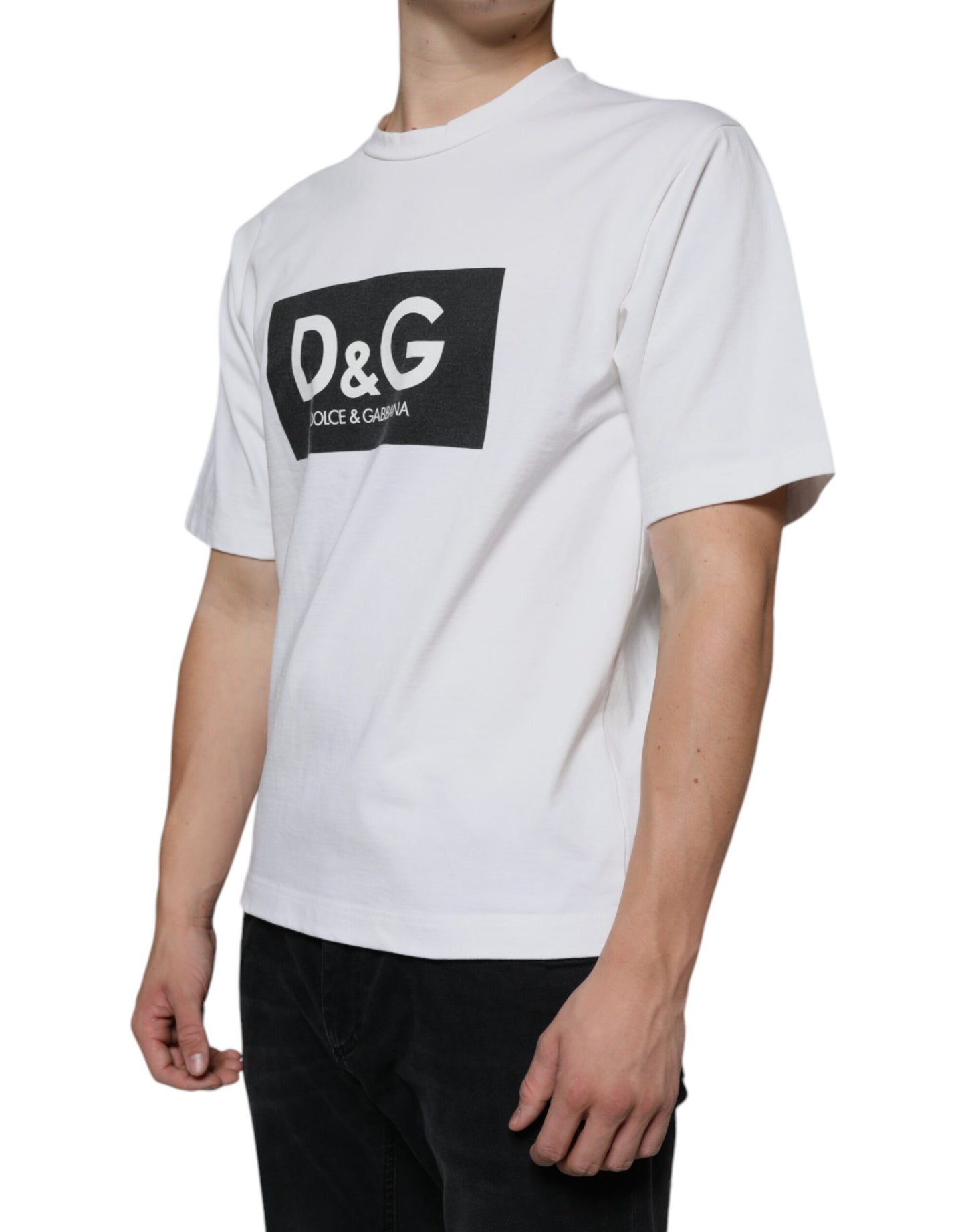 Dolce & Gabbana White Cotton DG Logo Print Casual T-shirt by Dolce & Gabbana
