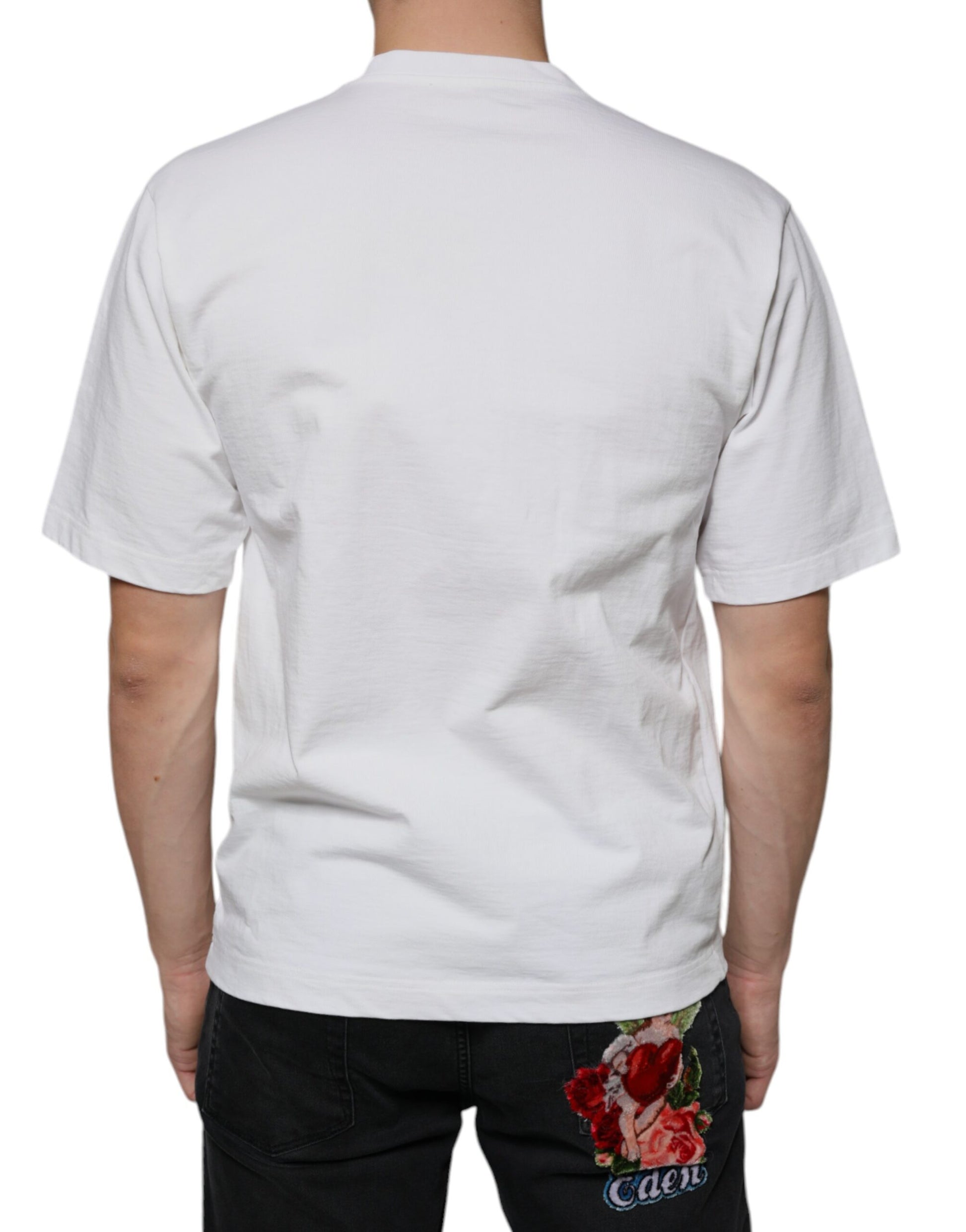Dolce & Gabbana White Cotton DG Logo Print Casual T-shirt by Dolce & Gabbana