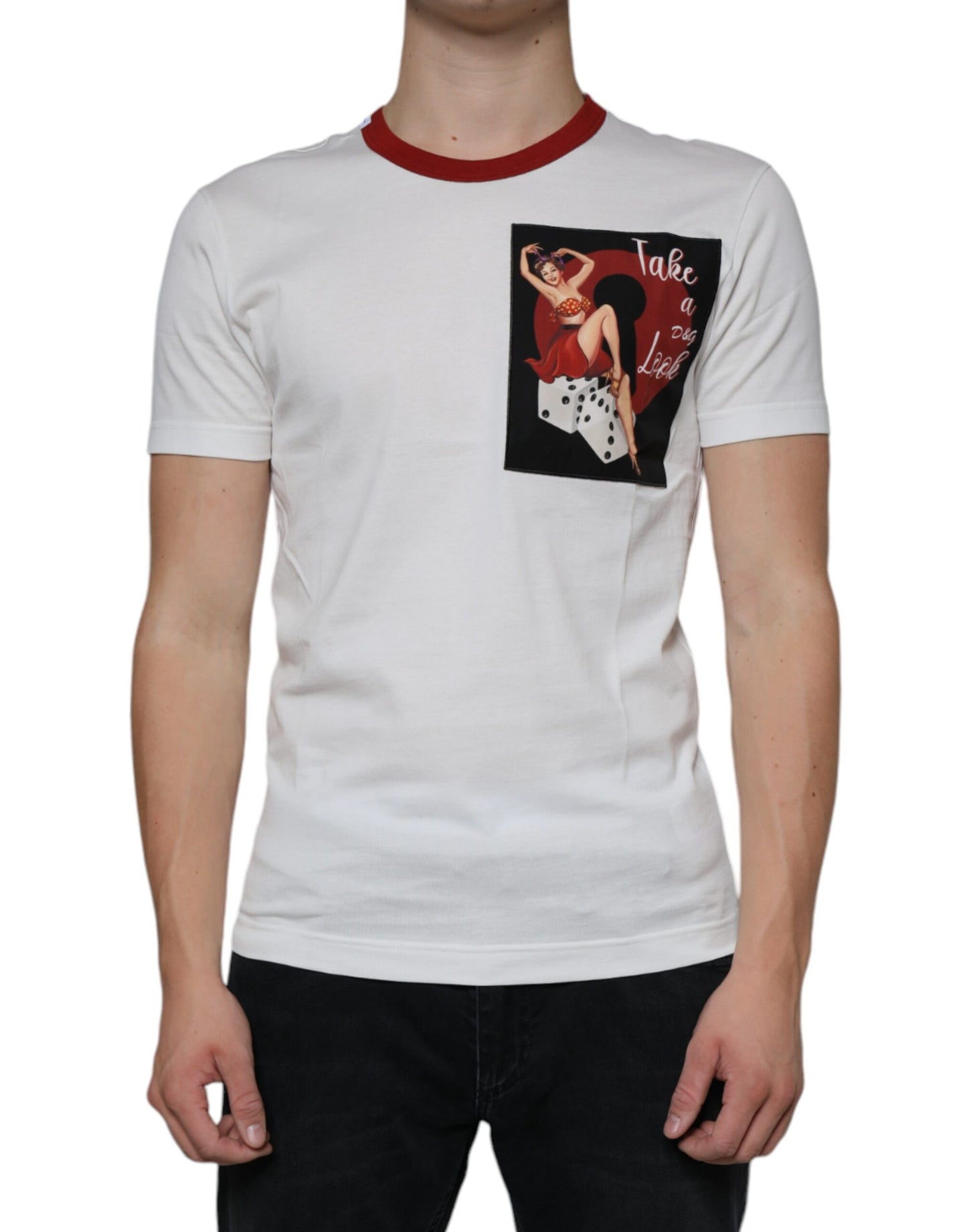 Dolce & Gabbana White Graphic Print Cotton Crew Neck T-shirt by Dolce & Gabbana