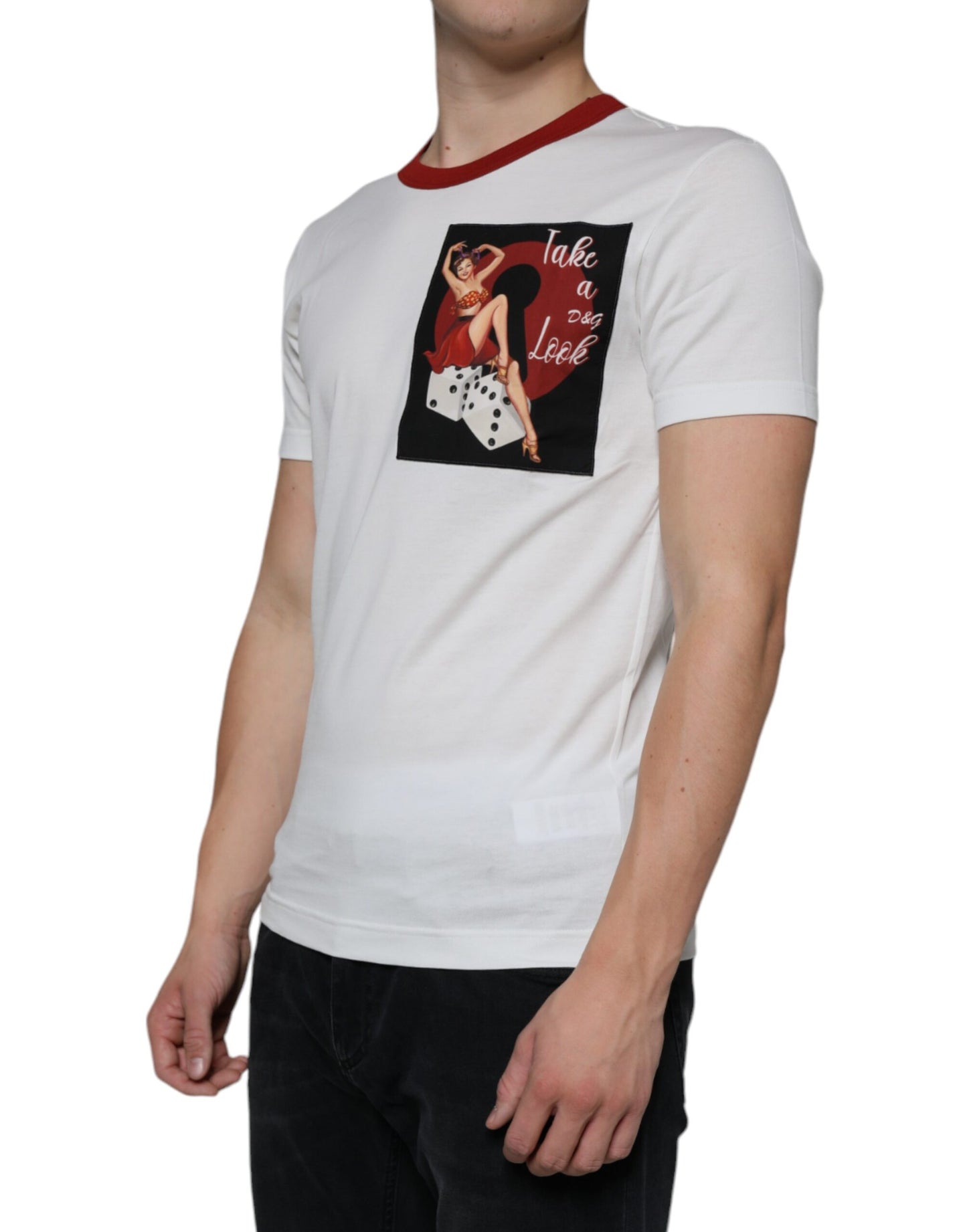 Dolce & Gabbana White Graphic Print Cotton Crew Neck T-shirt by Dolce & Gabbana
