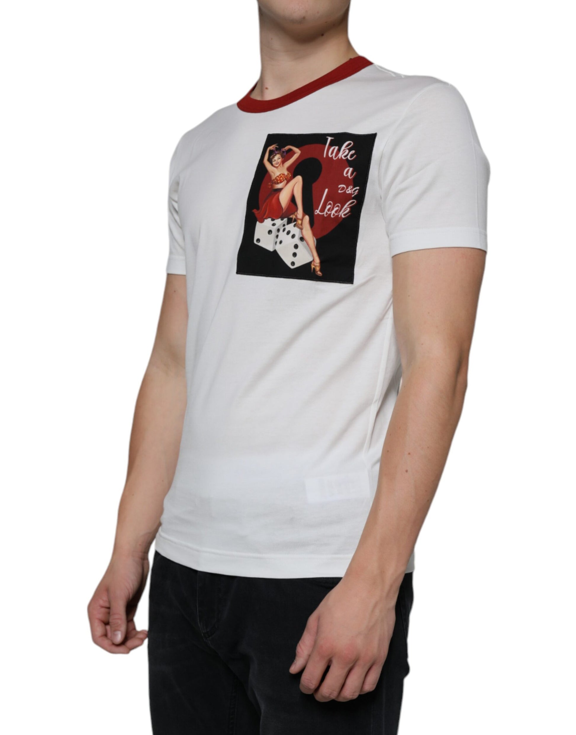 Dolce & Gabbana White Graphic Print Cotton Crew Neck T-shirt by Dolce & Gabbana