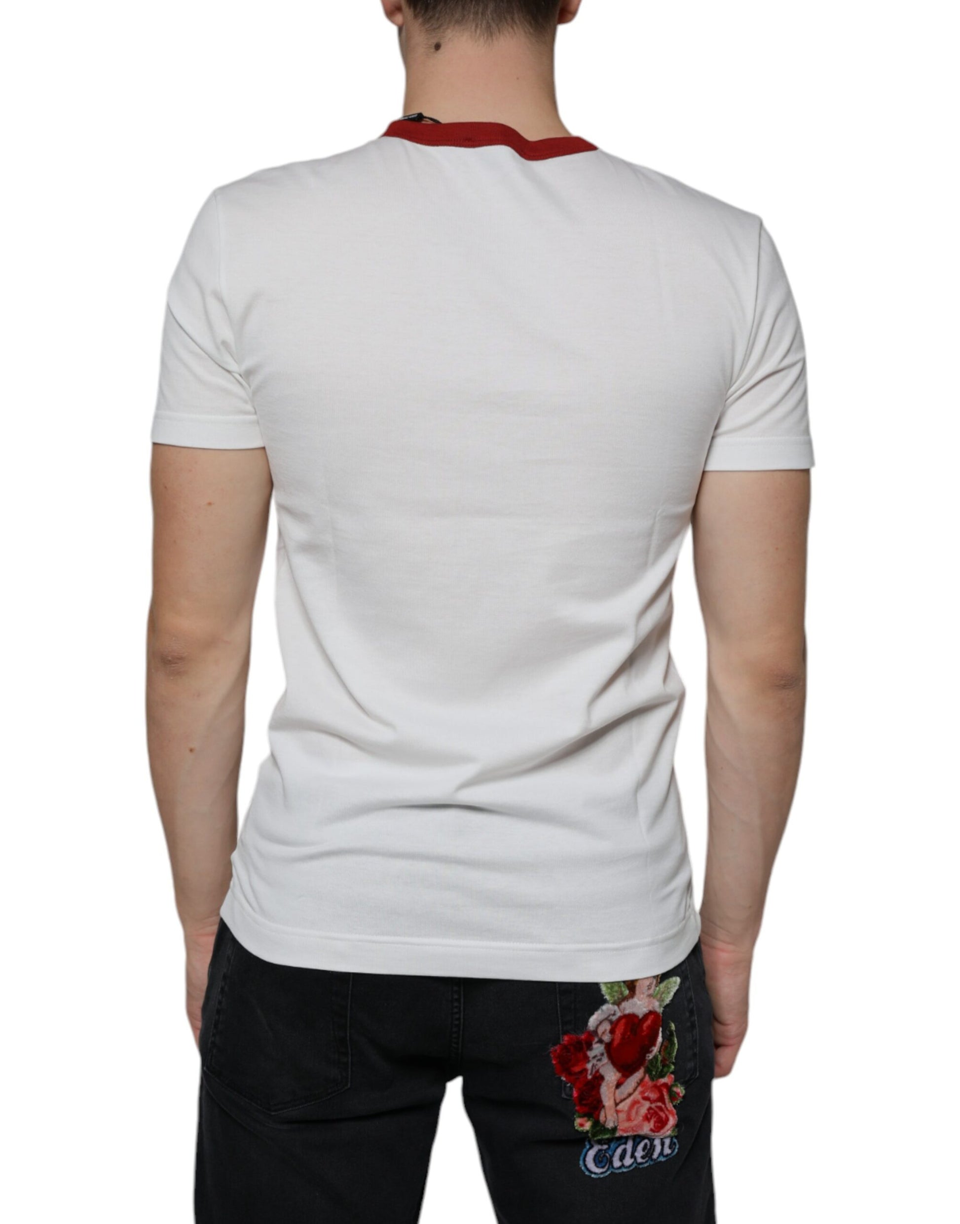 Dolce & Gabbana White Graphic Print Cotton Crew Neck T-shirt by Dolce & Gabbana
