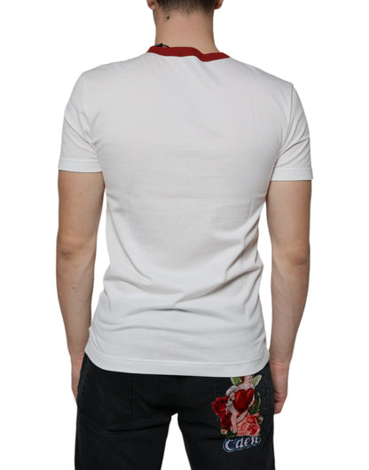 Dolce & Gabbana White Graphic Print Cotton Crew Neck T-shirt by Dolce & Gabbana