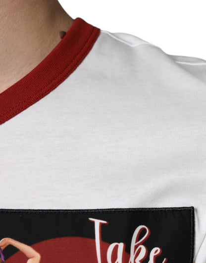 Dolce & Gabbana White Graphic Print Cotton Crew Neck T-shirt by Dolce & Gabbana