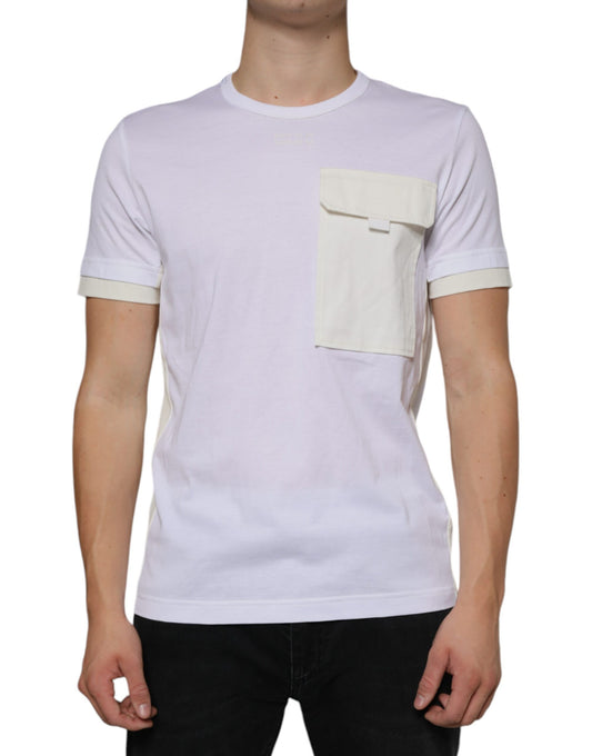 Dolce & Gabbana White Cotton Pocket Short Sleeves T-shirt by Dolce & Gabbana