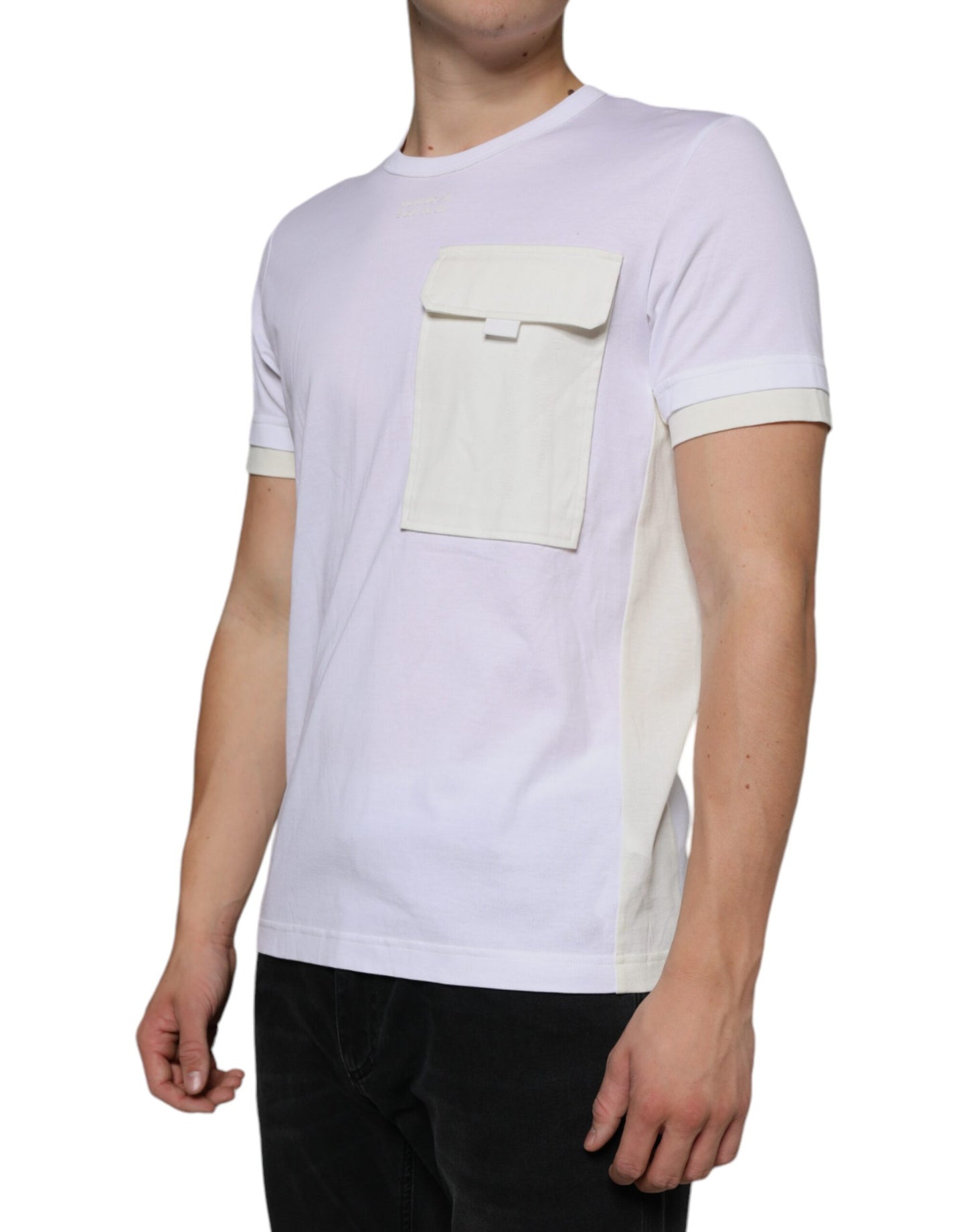 Dolce & Gabbana White Cotton Pocket Short Sleeves T-shirt by Dolce & Gabbana