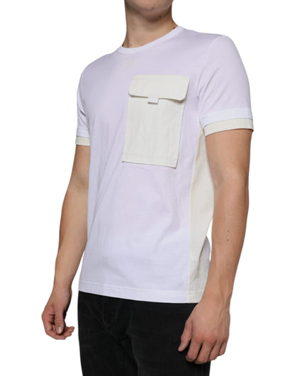 Dolce & Gabbana White Cotton Pocket Short Sleeves T-shirt by Dolce & Gabbana
