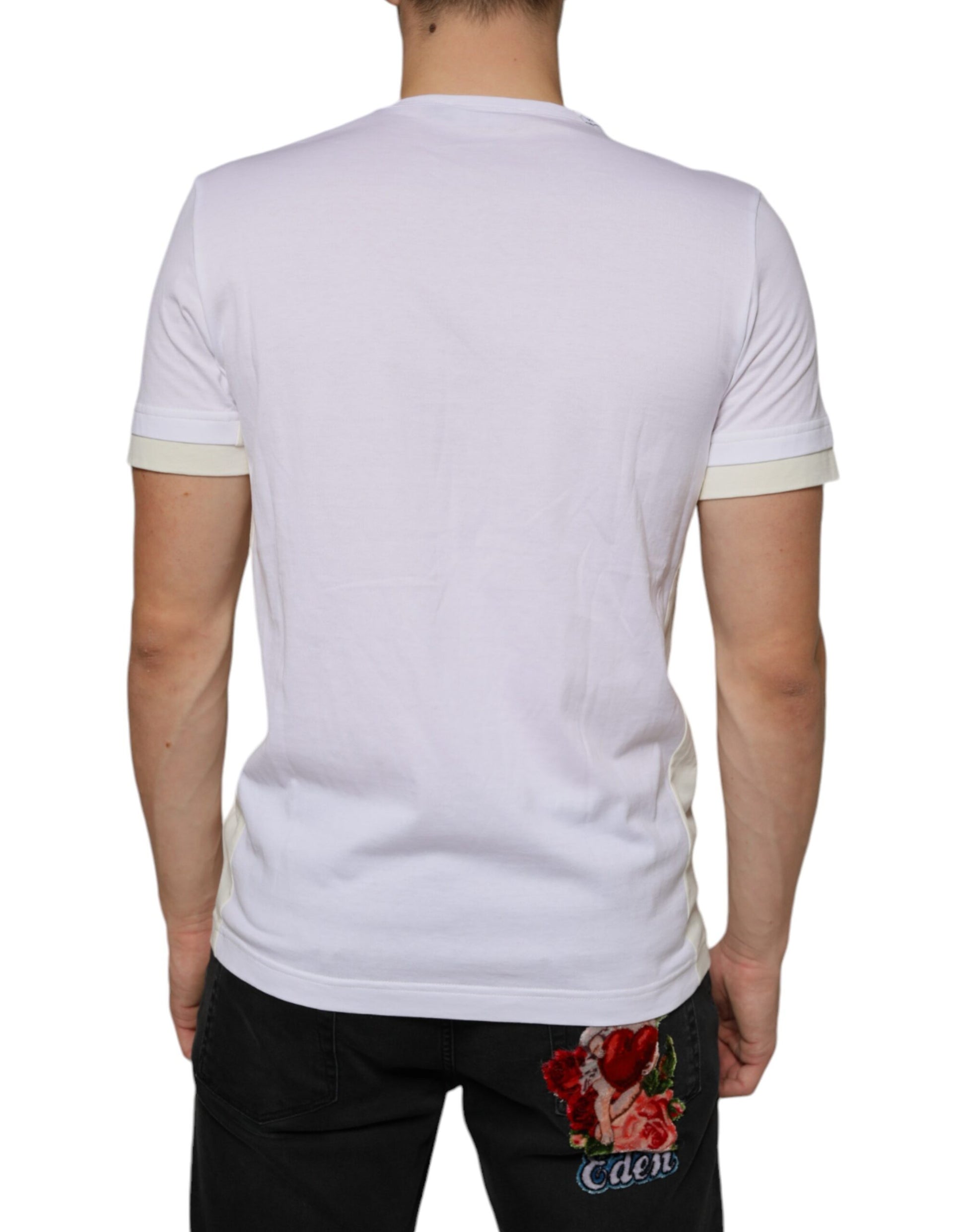 Dolce & Gabbana White Cotton Pocket Short Sleeves T-shirt by Dolce & Gabbana