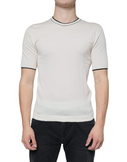 Dolce & Gabbana Off White Cashmere Short Sleeves T-shirt by Dolce & Gabbana