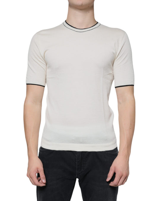Dolce & Gabbana Off White Cashmere Short Sleeves T-shirt by Dolce & Gabbana