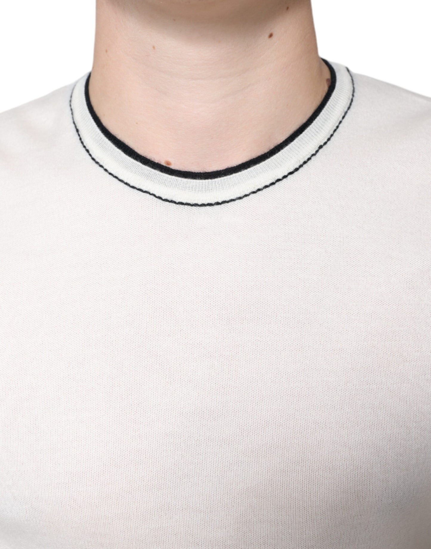 Dolce & Gabbana Off White Cashmere Short Sleeves T-shirt by Dolce & Gabbana