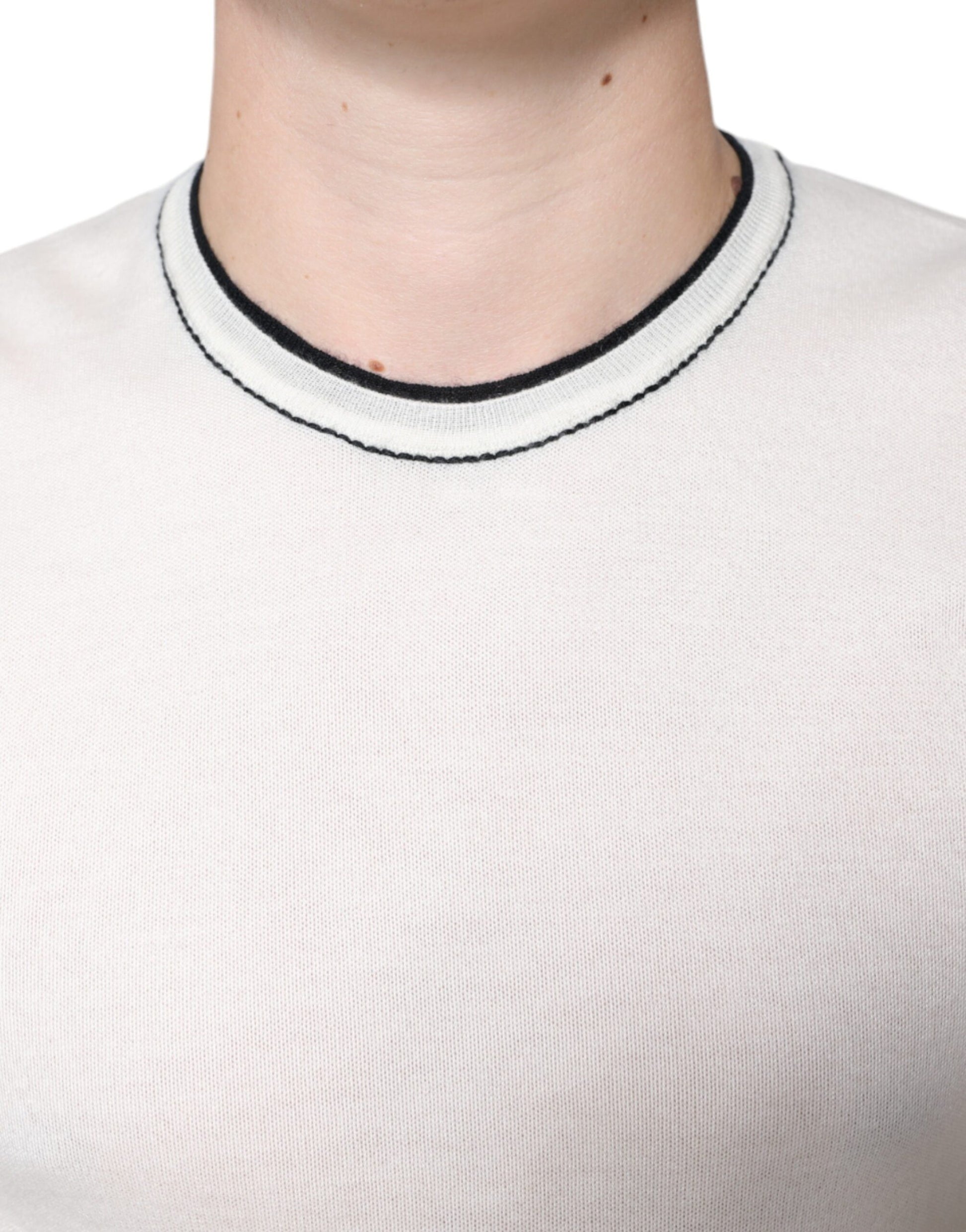Dolce & Gabbana Off White Cashmere Short Sleeves T-shirt by Dolce & Gabbana