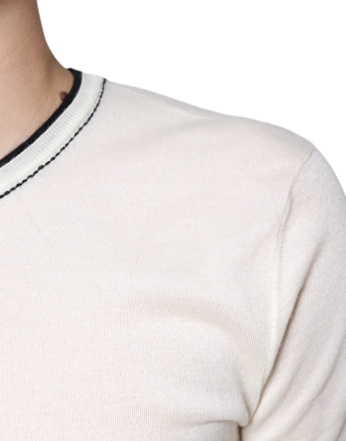 Dolce & Gabbana Off White Cashmere Short Sleeves T-shirt by Dolce & Gabbana