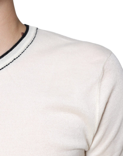Dolce & Gabbana Off White Cashmere Short Sleeves T-shirt by Dolce & Gabbana