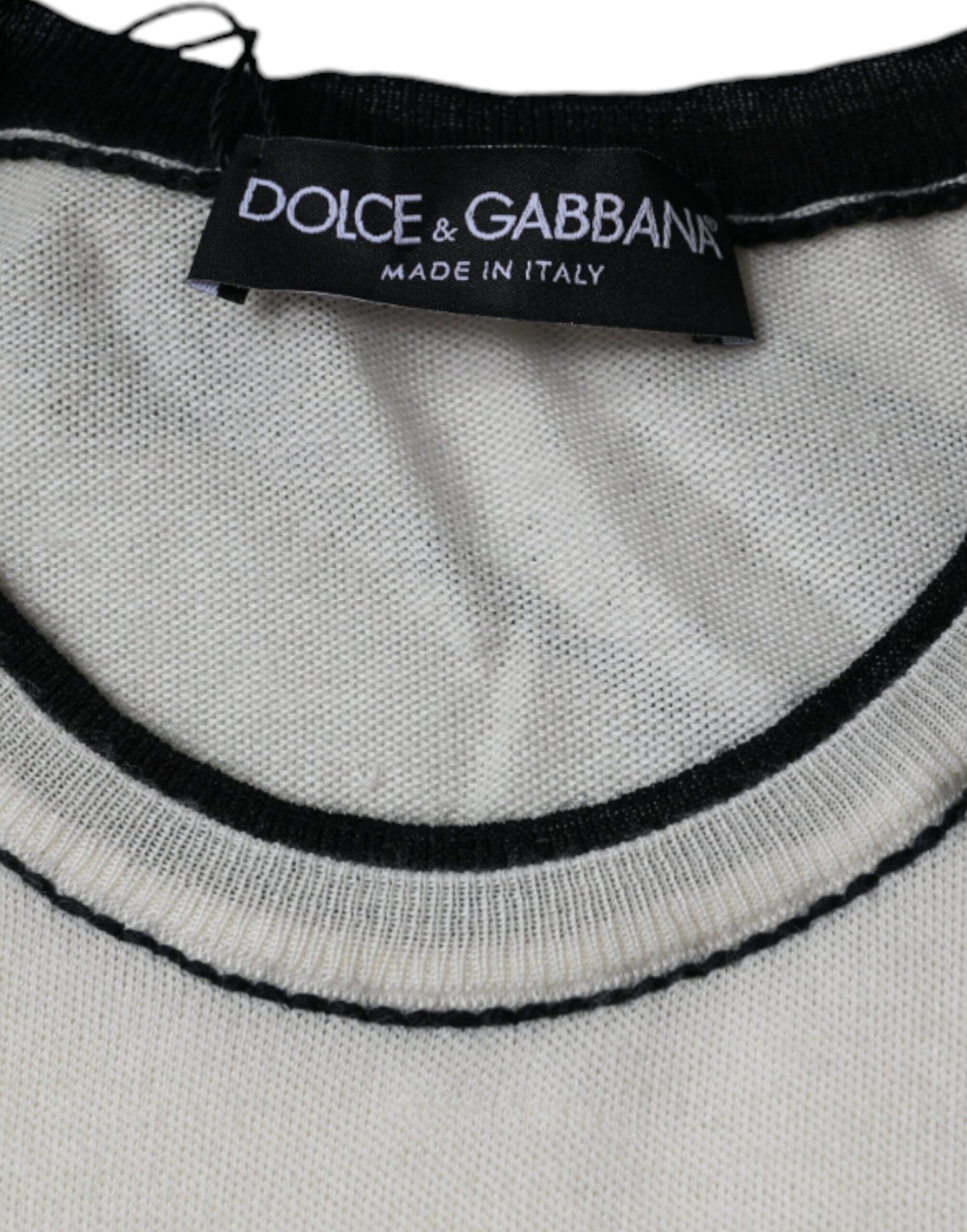 Dolce & Gabbana Off White Cashmere Short Sleeves T-shirt by Dolce & Gabbana