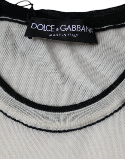 Dolce & Gabbana Off White Cashmere Short Sleeves T-shirt by Dolce & Gabbana