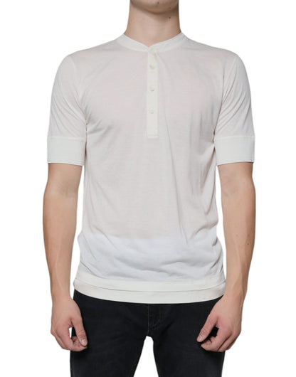 Dolce & Gabbana Off White Cotton Short Sleeves T-shirt by Dolce & Gabbana