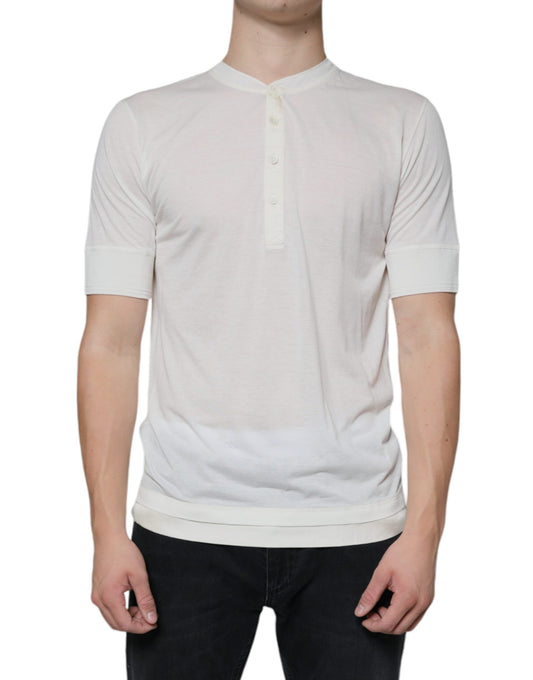 Dolce & Gabbana Off White Cotton Short Sleeves T-shirt by Dolce & Gabbana