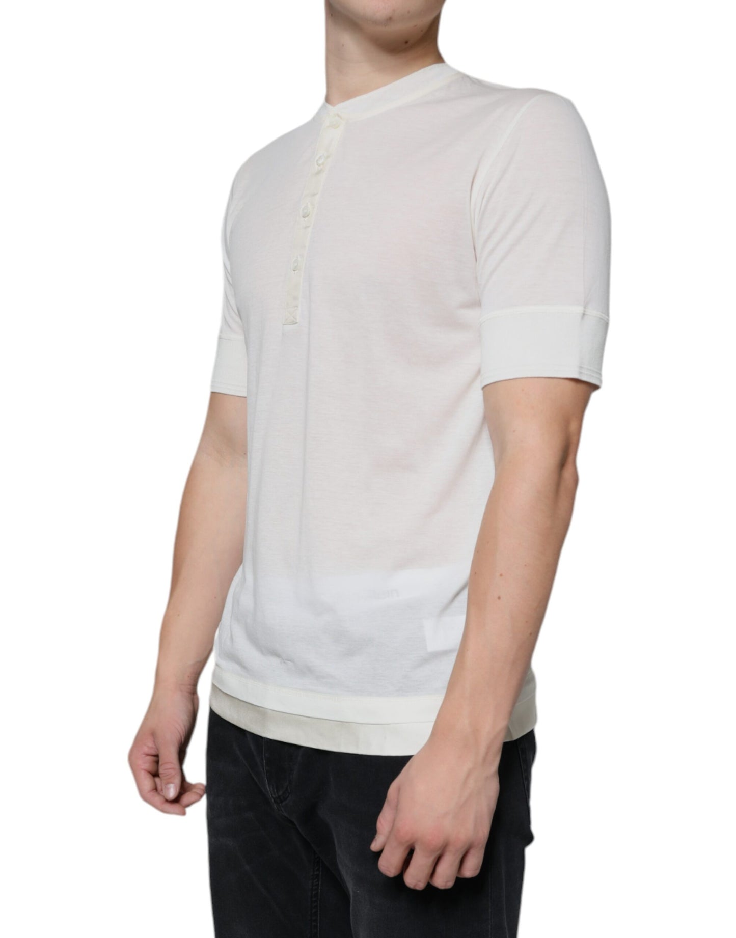 Dolce & Gabbana Off White Cotton Short Sleeves T-shirt by Dolce & Gabbana