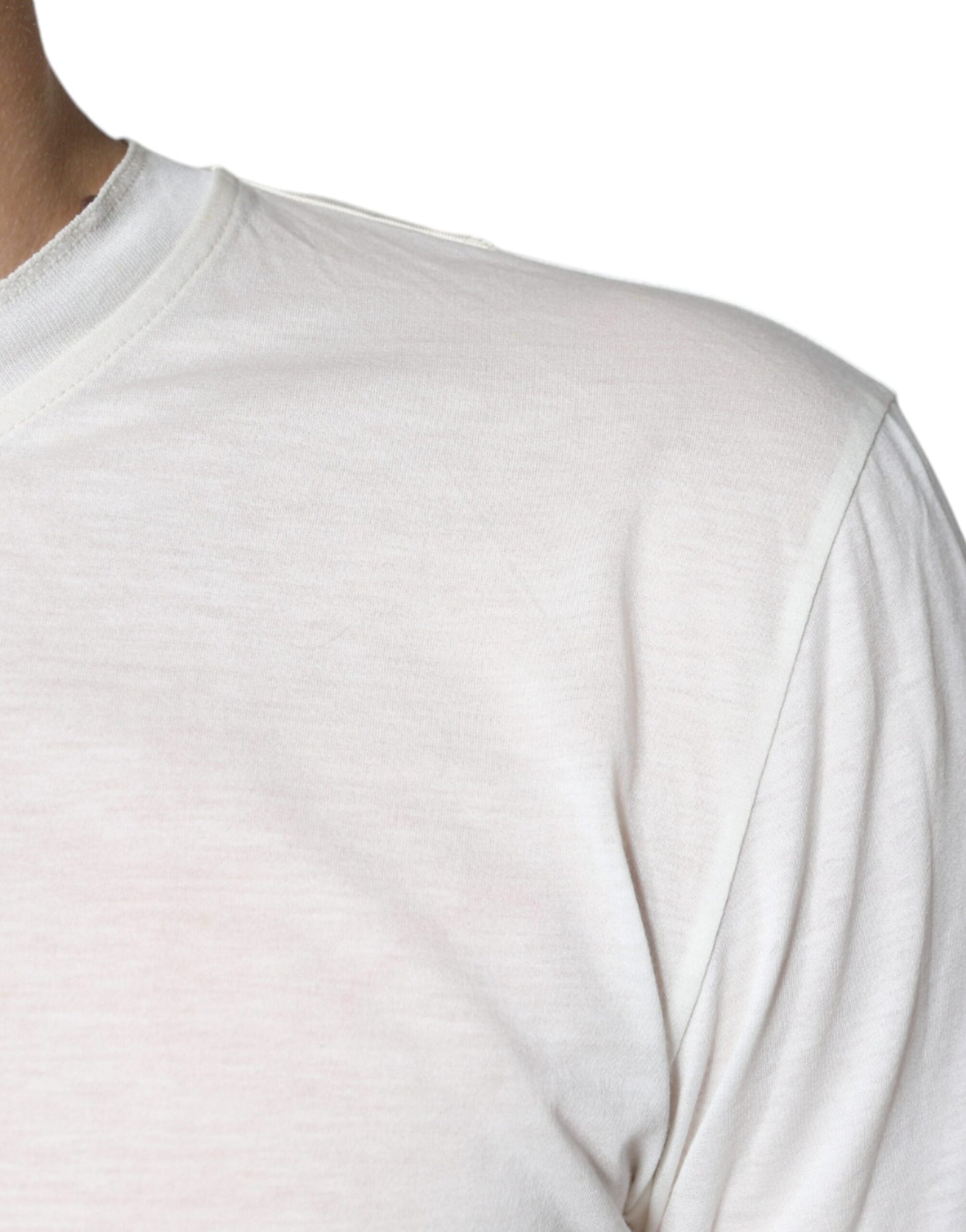 Dolce & Gabbana Off White Cotton Short Sleeves T-shirt by Dolce & Gabbana