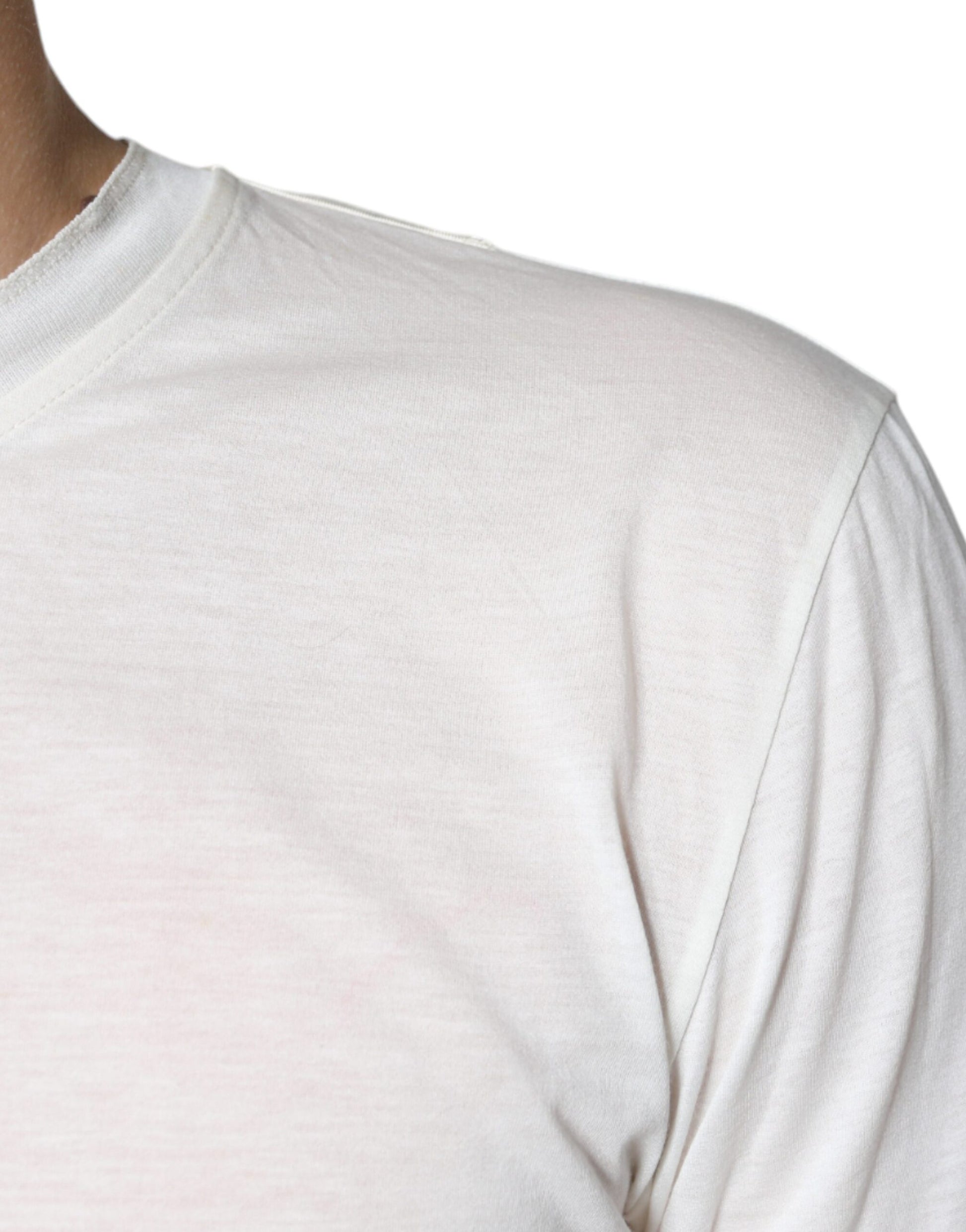 Dolce & Gabbana Off White Cotton Short Sleeves T-shirt by Dolce & Gabbana