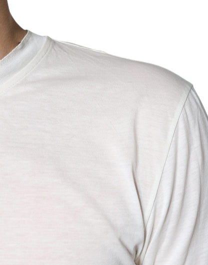 Dolce & Gabbana Off White Cotton Short Sleeves T-shirt by Dolce & Gabbana