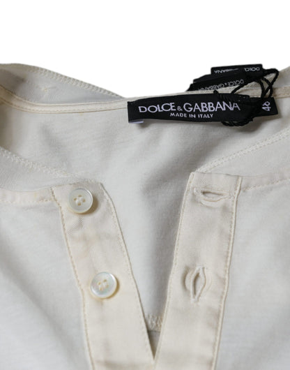 Dolce & Gabbana Off White Cotton Short Sleeves T-shirt by Dolce & Gabbana