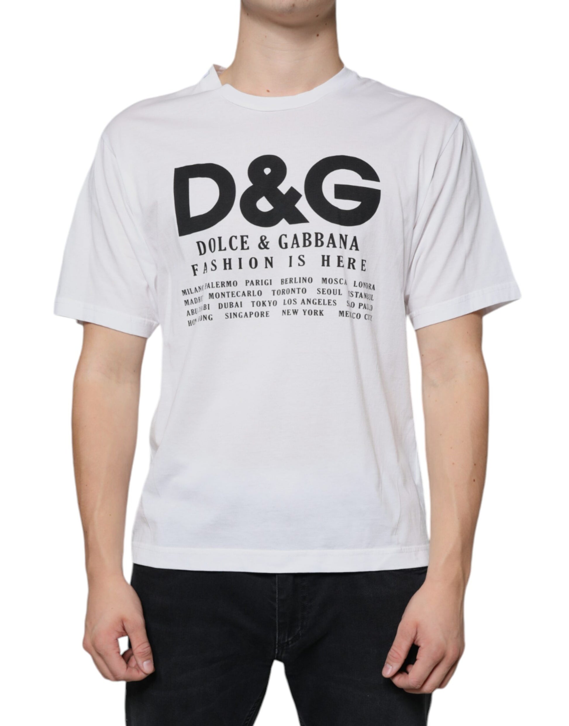 Dolce & Gabbana White Cotton DG Logo Print Casual T-shirt by Dolce & Gabbana