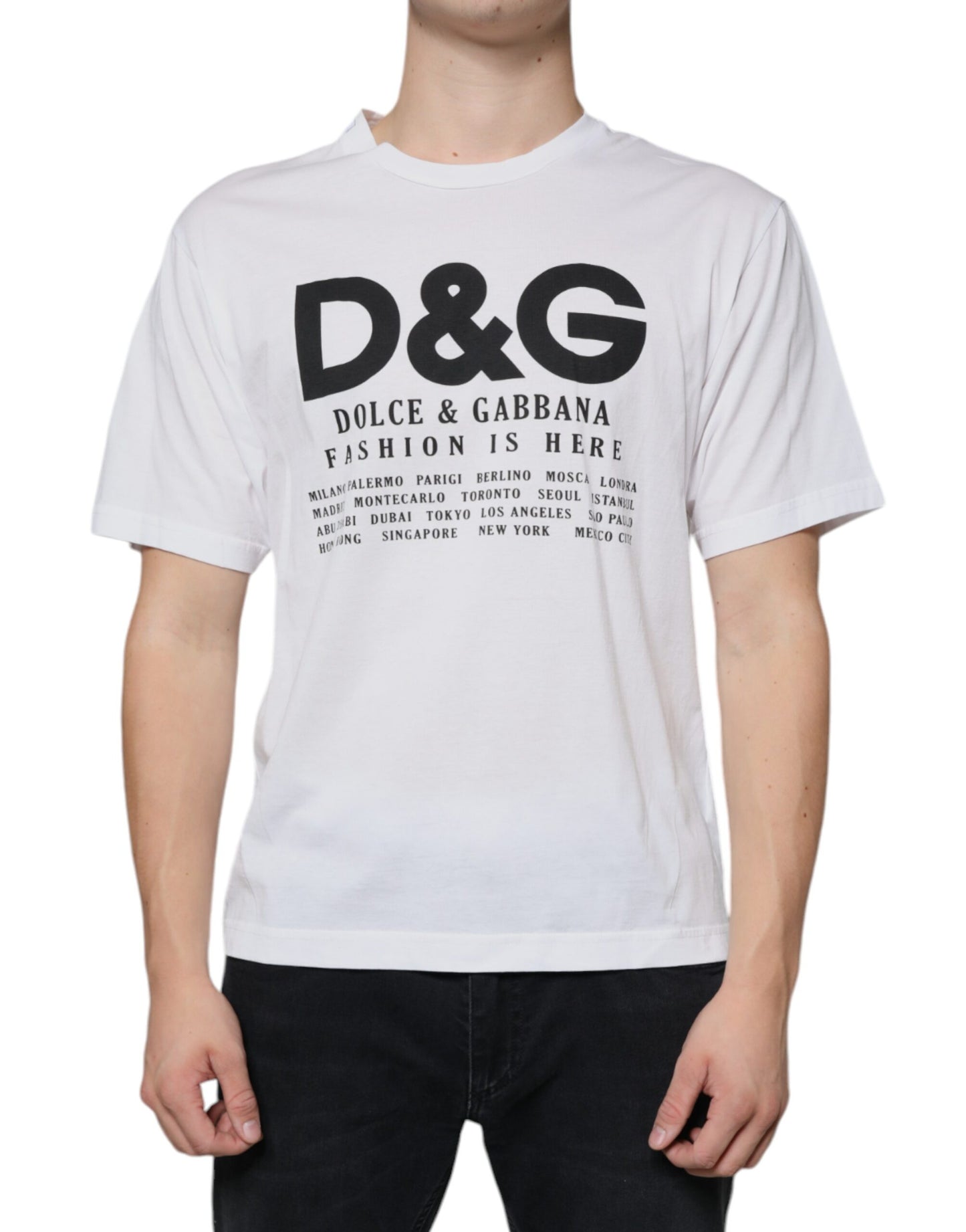 Dolce & Gabbana White Cotton DG Logo Print Casual T-shirt by Dolce & Gabbana