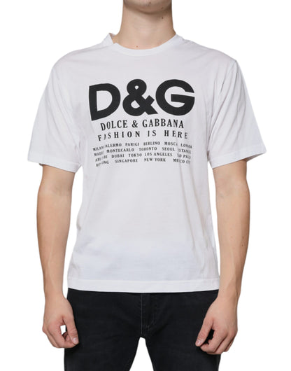 Dolce & Gabbana White Cotton DG Logo Print Casual T-shirt by Dolce & Gabbana