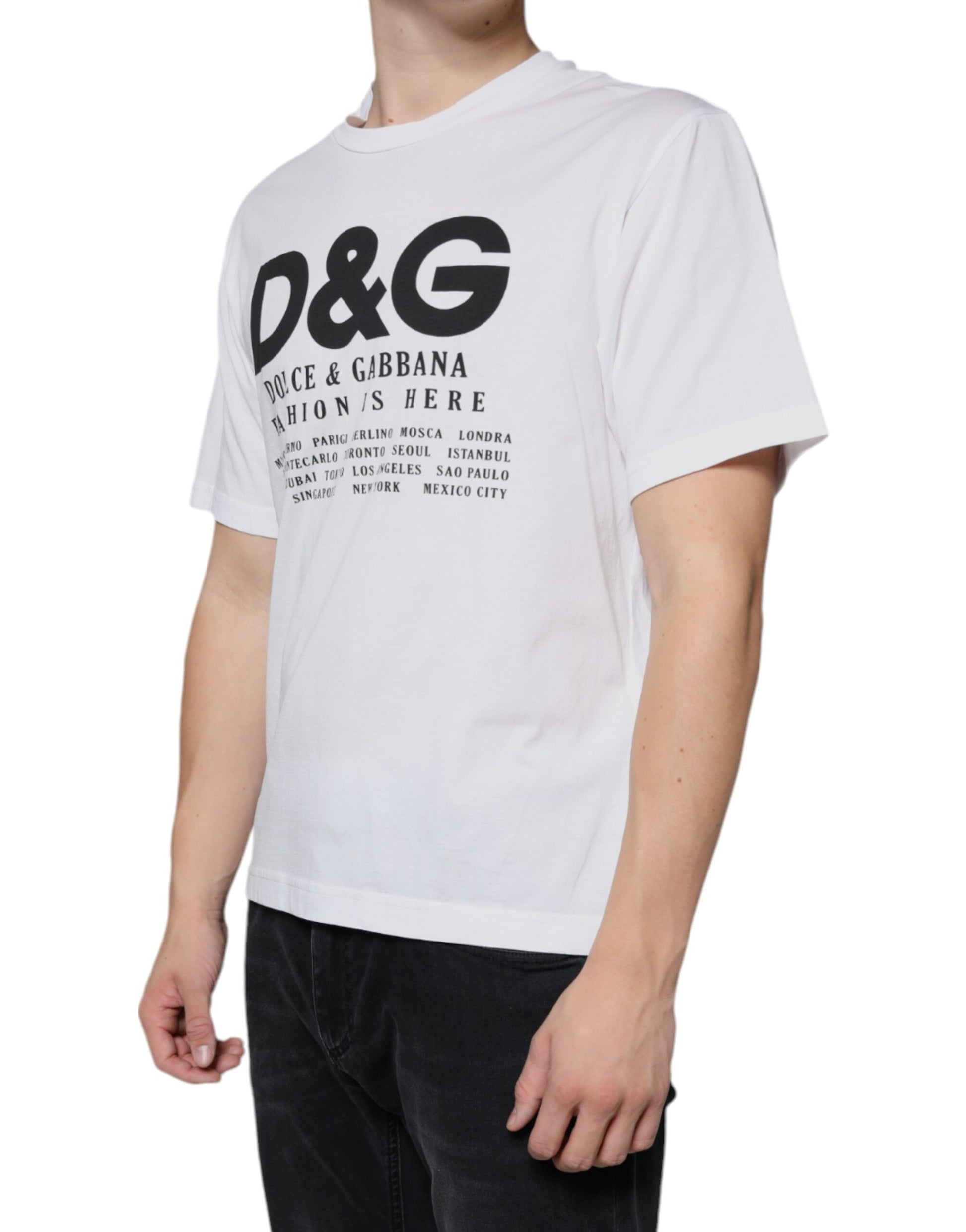 Dolce & Gabbana White Cotton DG Logo Print Casual T-shirt by Dolce & Gabbana