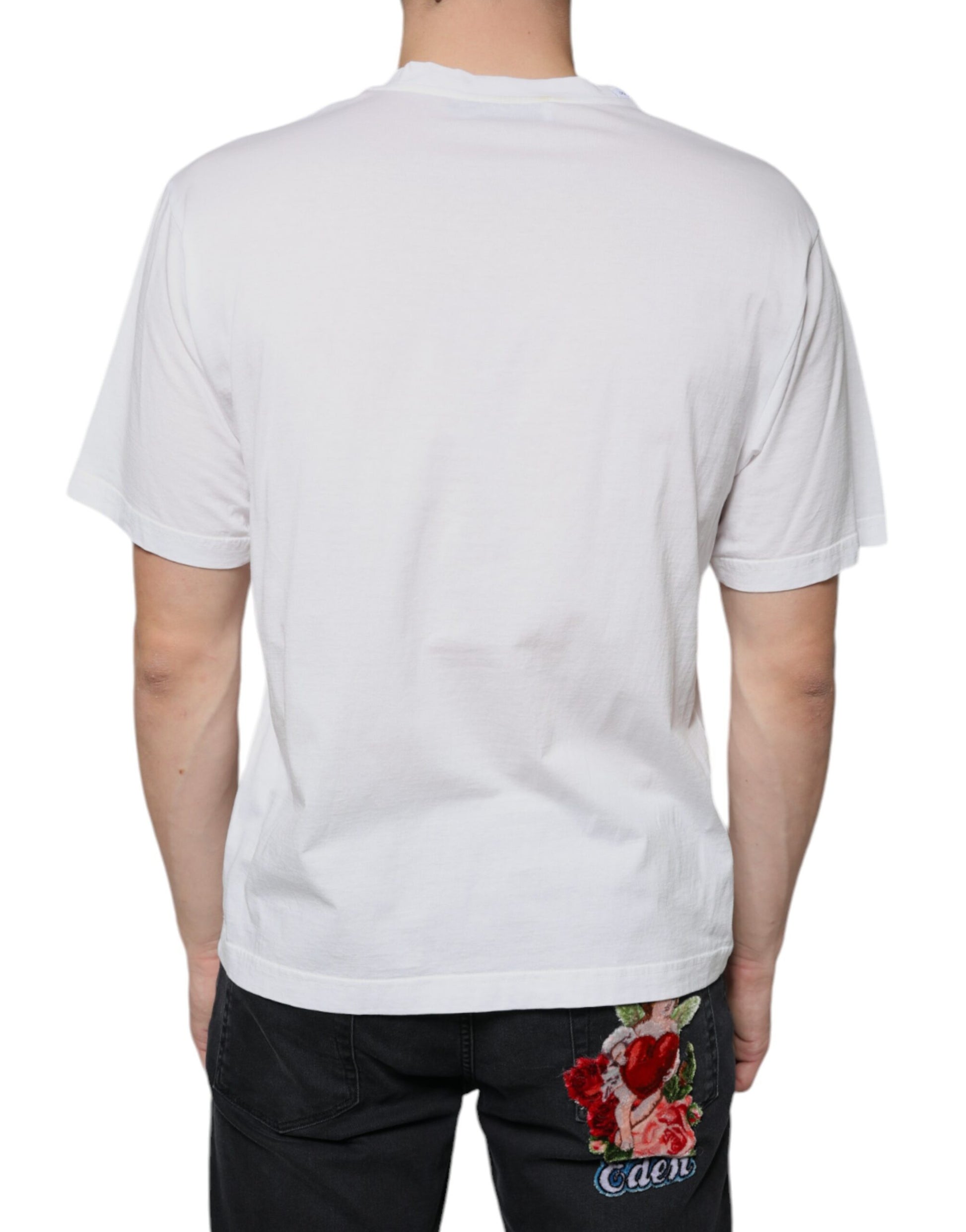 Dolce & Gabbana White Cotton DG Logo Print Casual T-shirt by Dolce & Gabbana