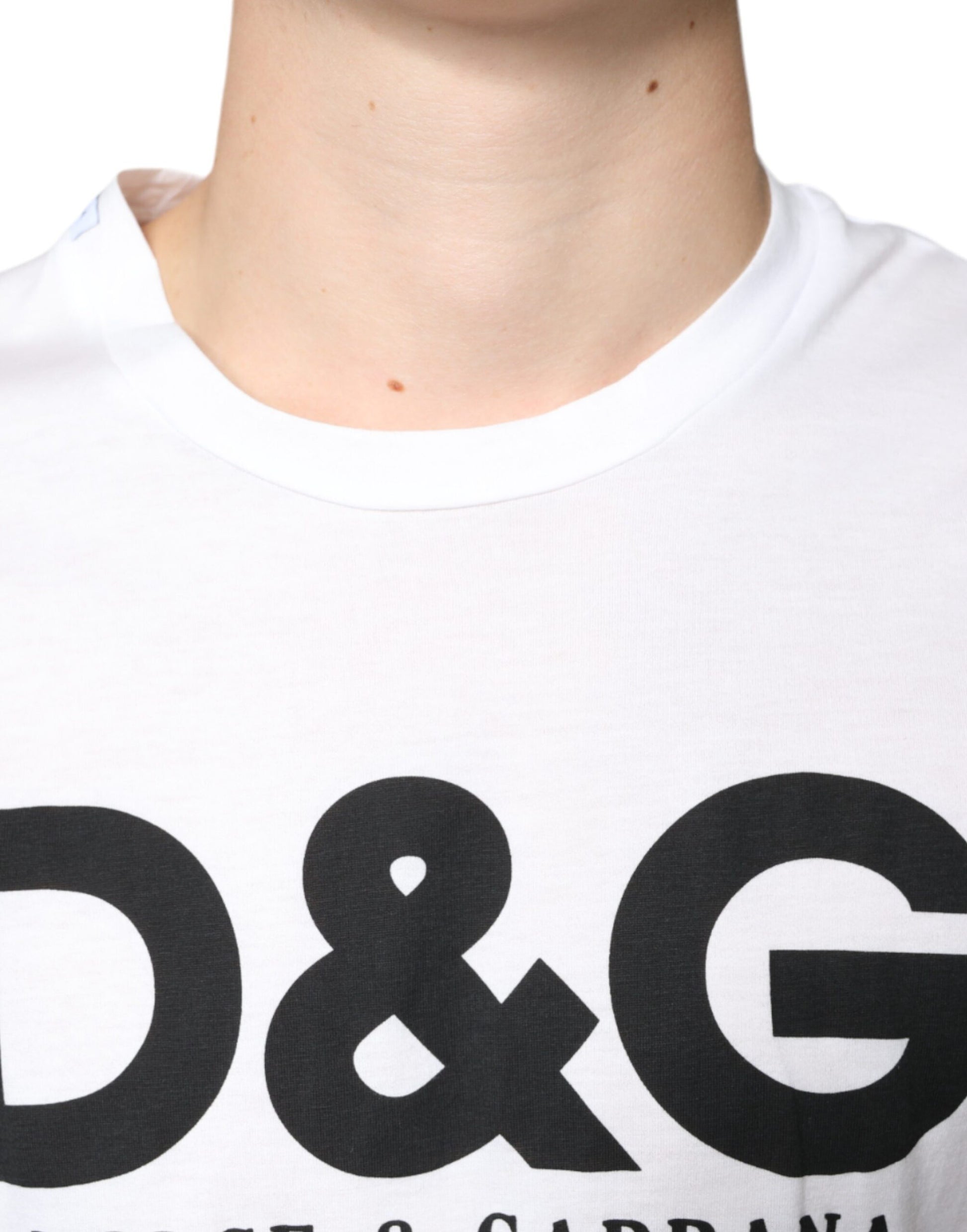 Dolce & Gabbana White Cotton DG Logo Print Casual T-shirt by Dolce & Gabbana