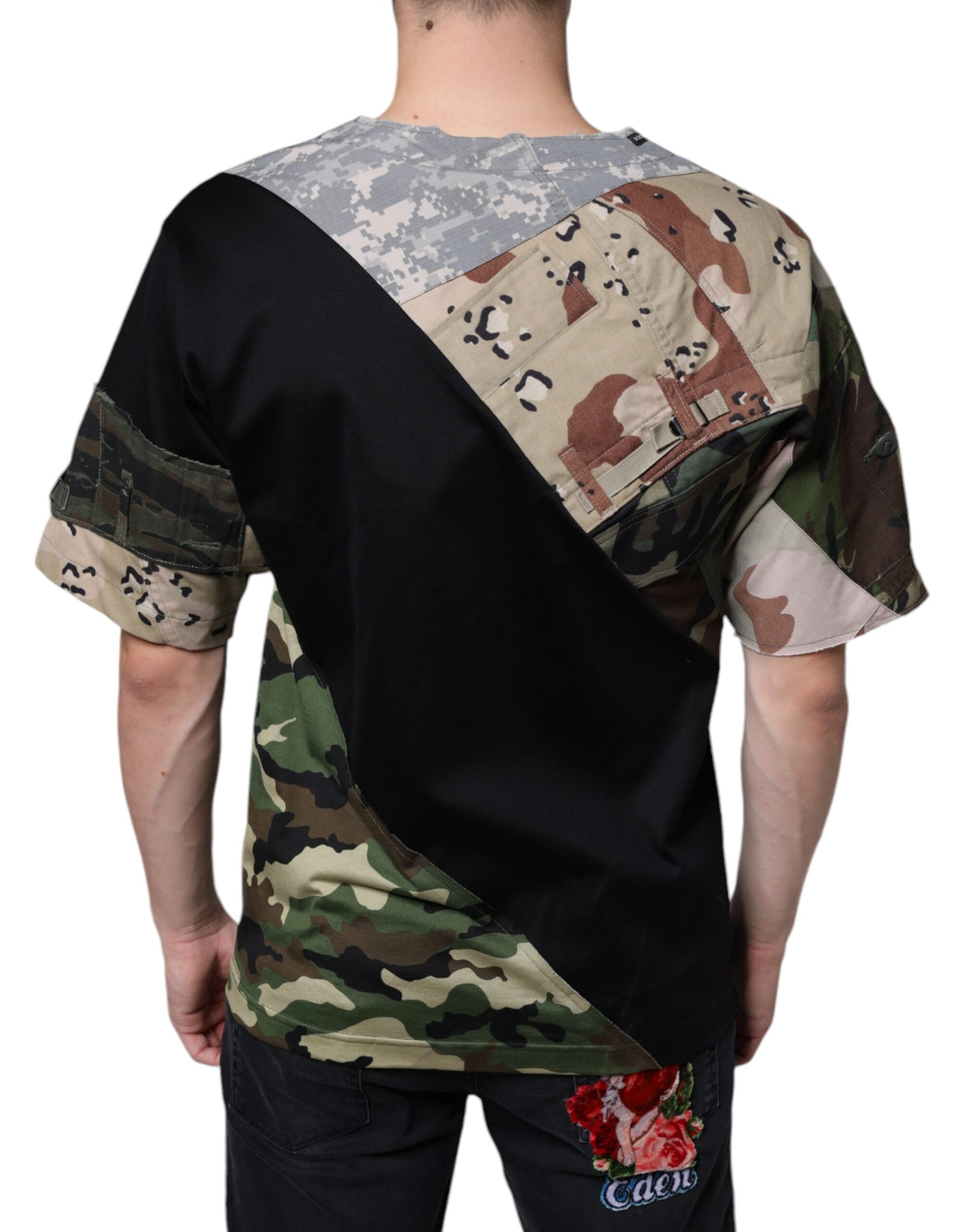 Dolce & Gabbana Multicolor Camouflage Patchwork DG Royal T-shirt by Dolce & Gabbana