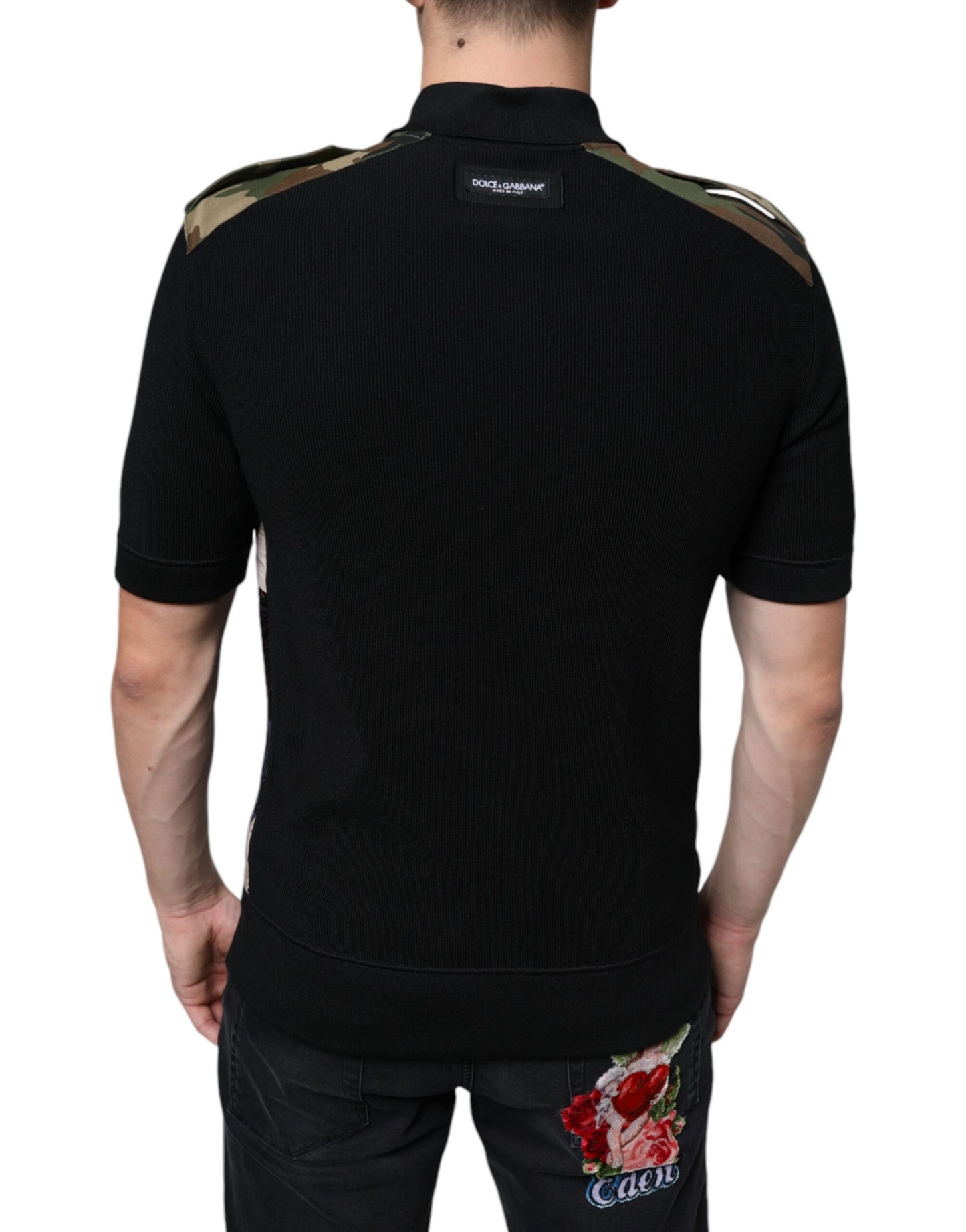 Dolce & Gabbana Multicolor Camouflage Patchwork Silk Polo T-shirt by Dolce & Gabbana
