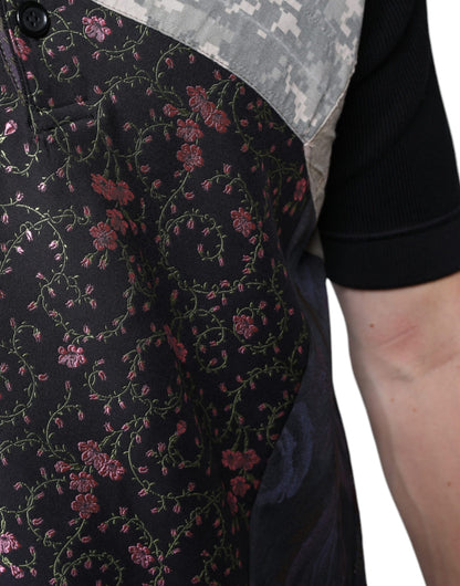 Dolce & Gabbana Multicolor Camouflage Patchwork Silk Polo T-shirt by Dolce & Gabbana