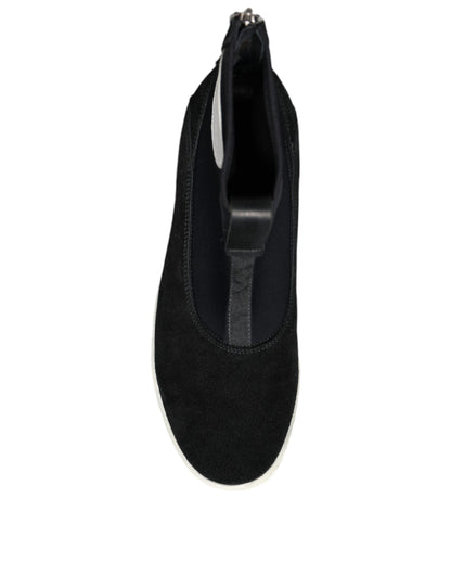 Bottes mi-mollet Takeshi noires et blanches en néoprène Alexander McQueen