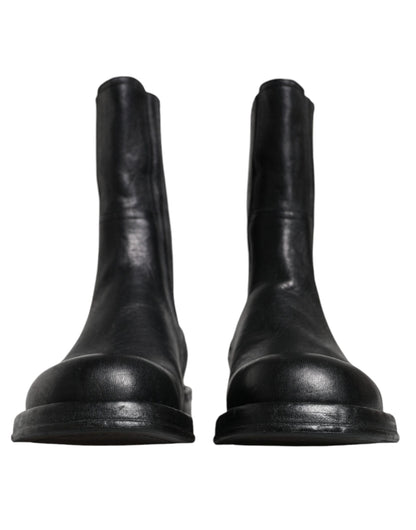 Bottes mi-mollet en cuir noir Dolce &amp; Gabbana
