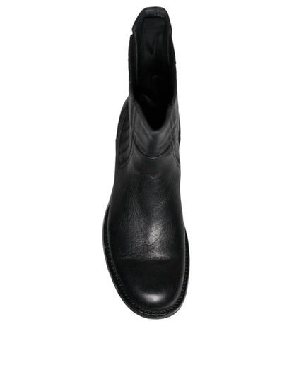 Bottes mi-mollet en cuir noir Dolce &amp; Gabbana