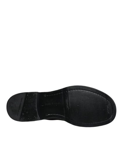 Bottes mi-mollet en cuir noir Dolce &amp; Gabbana