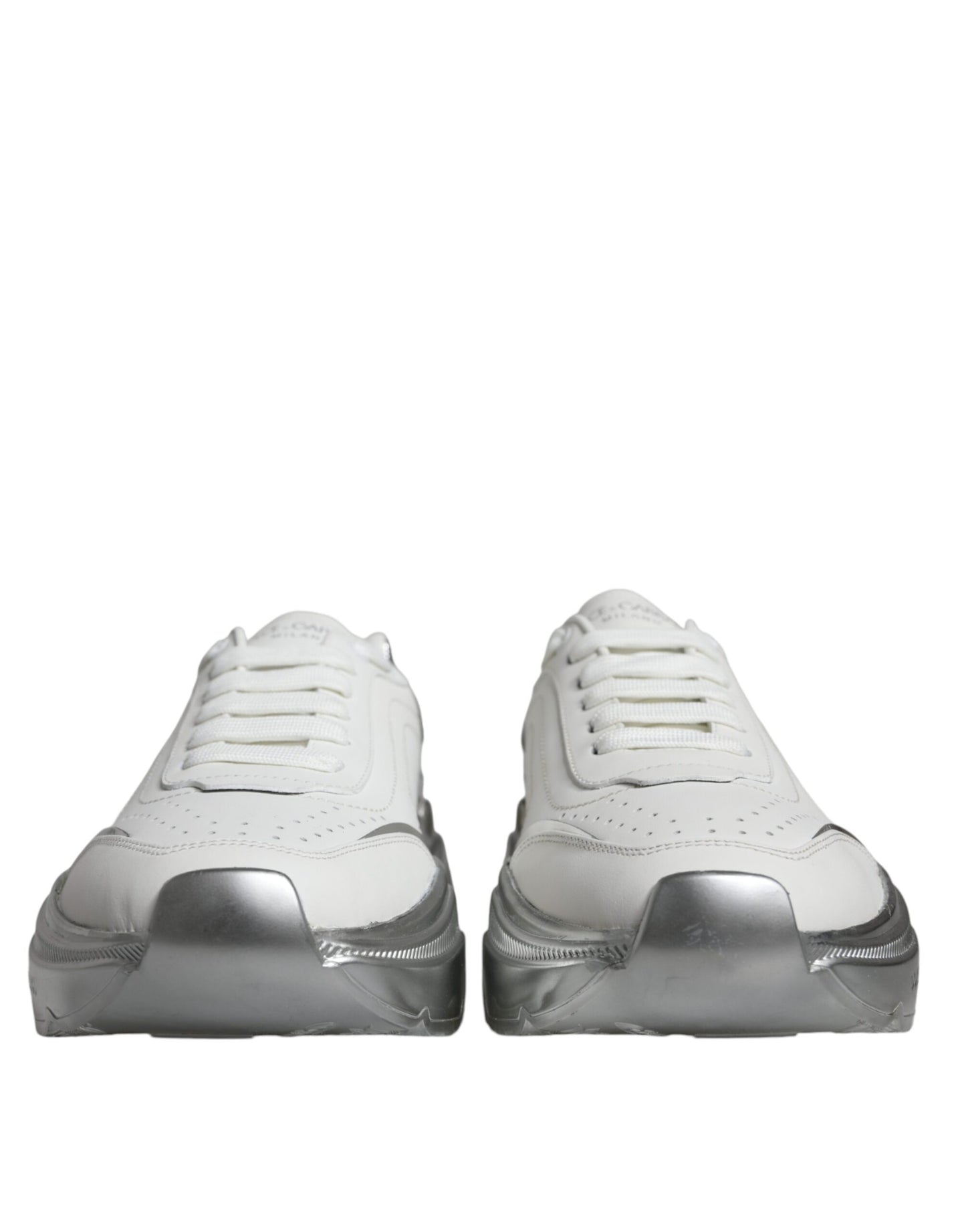 Dolce & Gabbana White Silver Daymaster Low Top Sneakers Shoes by Dolce & Gabbana