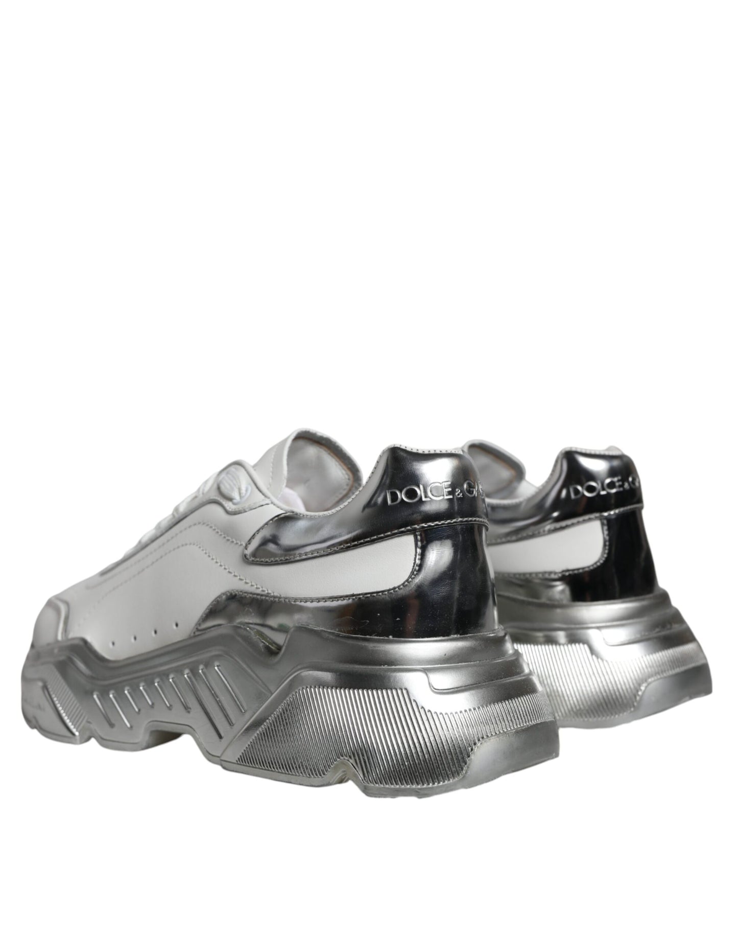 Dolce & Gabbana White Silver Daymaster Low Top Sneakers Shoes by Dolce & Gabbana