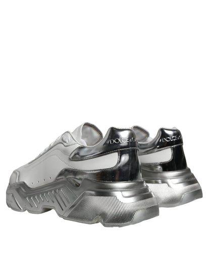 Dolce & Gabbana White Silver Daymaster Low Top Sneakers Shoes by Dolce & Gabbana