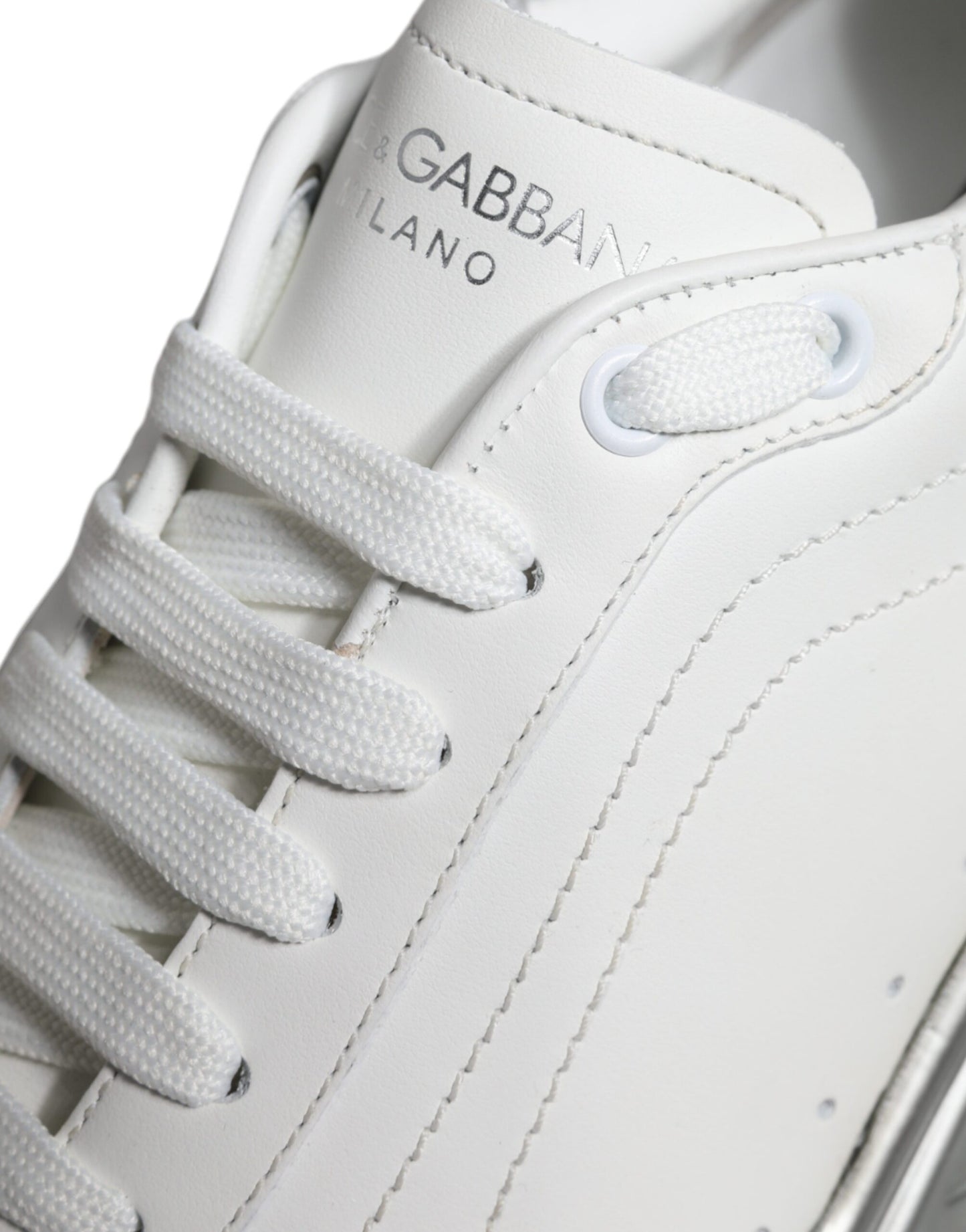 Dolce & Gabbana White Silver Daymaster Low Top Sneakers Shoes by Dolce & Gabbana