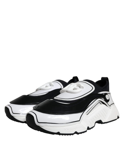 Dolce & Gabbana White Black Logo Plaque Daymaster Sneakers Shoes by Dolce & Gabbana