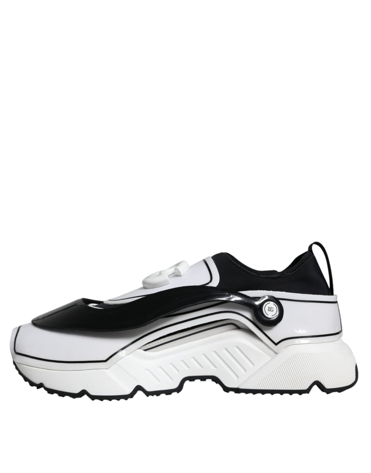 Dolce & Gabbana White Black Logo Plaque Daymaster Sneakers Shoes by Dolce & Gabbana